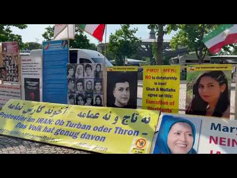 Berlin - June 9, 2023: MEK Supporters Held a Photo Exhibition  in Support With the Iran Revolution.