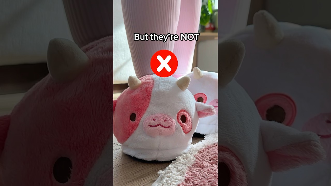 These slippers are SUPER unique 😱   #slippers #cows #kawaii #plushies #giftsforher #christmasgifts