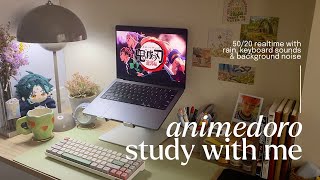 study with me 🌦 real time 50/20 animedoro | gentle rain, mechanical keyboard asmr & background noise screenshot 5