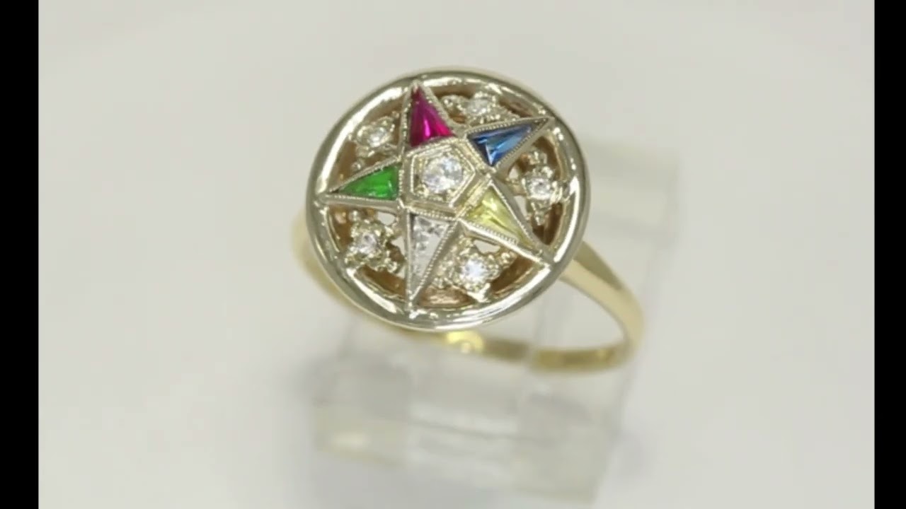 Pentagram Pentacle Gemstone Ring .51CT 14K Gold Size 8 - 32353
