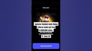 17 June Hamster Kombat daily cipher ( Morse Code) free $5,000,000 coins #hamsterkombat #dailycipher