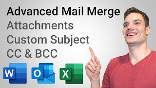 How to Mail Merge with Attachments, Custom Subject & CC / BCC - using Word, Excel, & Outlook screenshot 4