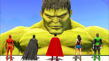 Hulk vs Superman & Batman & Wonder Woman & Flash & Green Lantern - What If Battle Superheroes