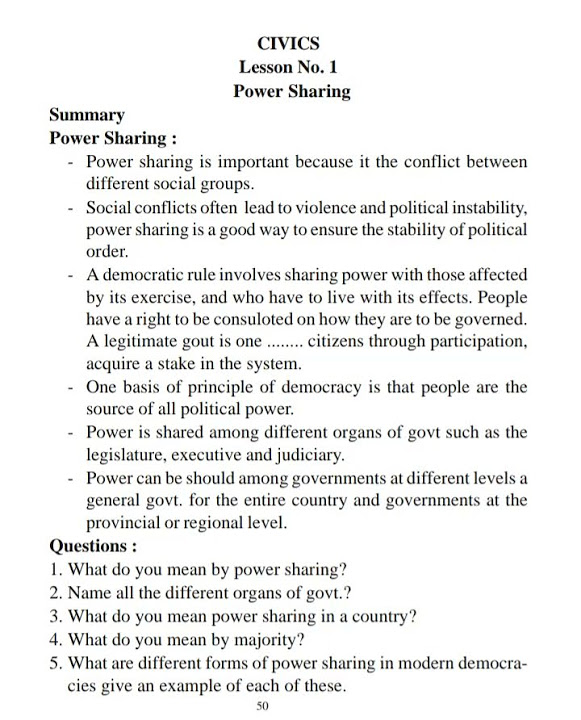 10th-class-civics-chapter-1-power-sharing-handwritten-notes