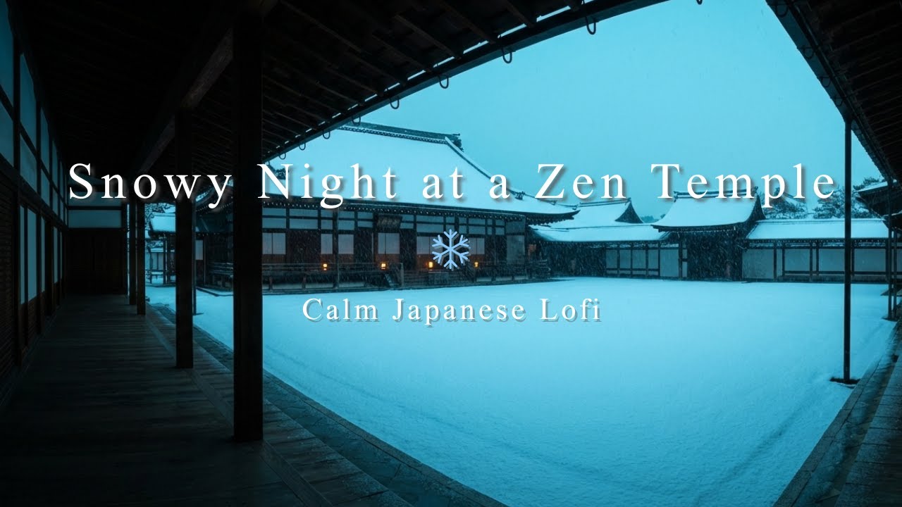 Snowy Night at a Zen Temple ❄️ Calm Japanese Lofi