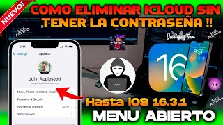 NUEVO!! - | ELIMINA CUENTA OPEN MENU iOS 16 | BYPASS iCLOUD EN MENU ABIERTOSIN TENER CONTRASEÑA️