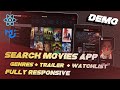 Movies Searching App in ReactJS | genres | trailer | watchlist | fully responsive | TMDB API