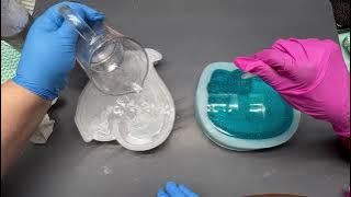 #595 Small clear PYHO dragon and hello kitty large tray in blue!@intoresin