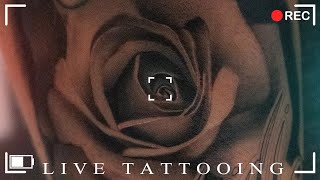 LIVE Tattooing || Rose Tattoo PT3 || Adding White