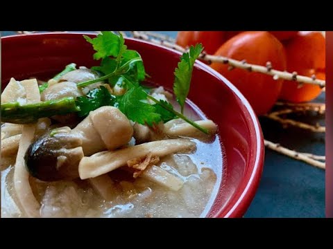 Video Cách nấu cháo nấm thập cẩm với chả lụa. Cháo ngọt... - youtube