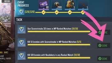 Call Of Duty Mobile Kill 5 Enemies with Scorestreaks in MP Ranked Matches Task Complete