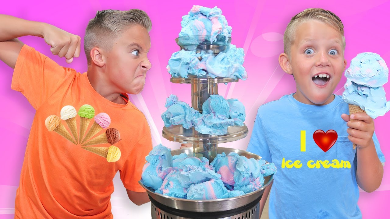 Giant Chocolate Fountain Game! ICE CREAM, Candy, Surprise Cookies, Egg Hunt!