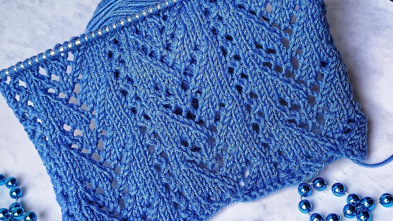 Ажурный узор для демисезонных изделий🤩/Схема узора/Openwork pattern 💙