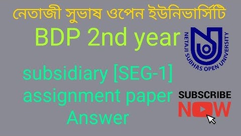 NSOU BDP subsidiary [SEG-1] assignment paper answer