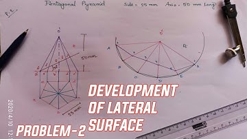 Development of lateral surface// Problem-2// Development of lateral surface of Pentagonal Pyramid