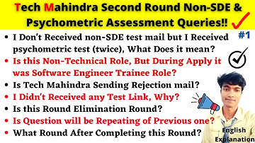 Tech Mahindra 2nd Round Non-SDE & Psychometric Assessment (1A/1B/1C) All Queries Solved in One Video