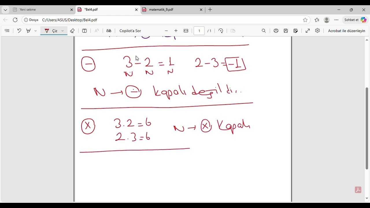 SAYI KÜMELERİNDE KAPALILIK