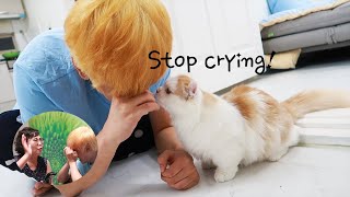 How My Kittens React If I Pretend to Cry? (Ft. My Mom)