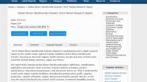 Global Silicon tetrafluoride Industry 2015 Market Research Report