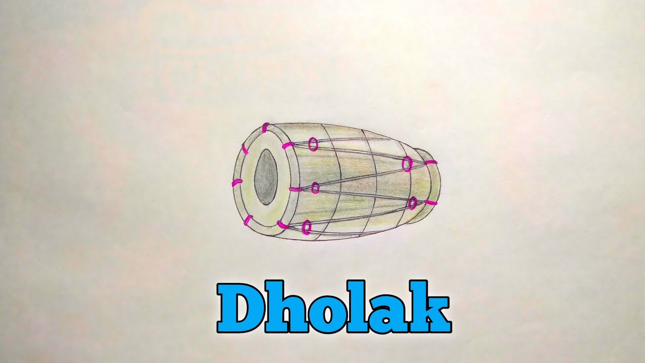 Learn How to Draw a Dholak (Musical Instruments) Step by Step : Drawing  Tutorials