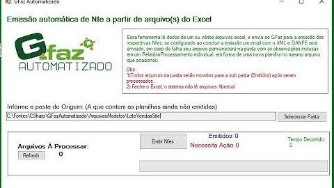 Emissão automática de nfe a partir de arquivos do excel (GfazAutomatizado)