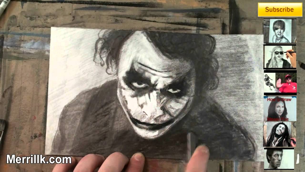 ⁣How to Draw Heath Ledger as Joker Step by Step Portrait Drawing Tutorial