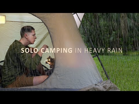 SOLO CAMPING in tropical RAIN [ Relaxing in the Tent shelter, ASMR ]