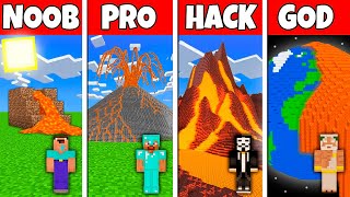 Minecraft Battle: NOOB vs PRO vs HACKER vs GOD! VOLCANO BASE BUILD CHALLENGE