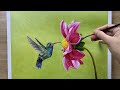 Daily Art #013 / Acrylic /  Dahlia and the Hummingbird Painting