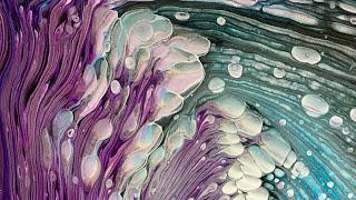 #229-Fluid Art- Satisfying straight pour with cool colors