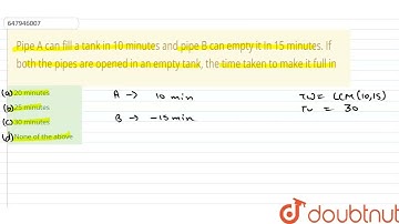 Pipe A can fill a tank in 10 minutes and pipe B can empty it In 15 minutes. If both the pipes ar...