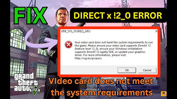 How to fix GTA 5 Enhaunced Error Direct x 12 Error Low end GPU