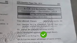 [2014] BCA 3rd Sem Data Structure Question Paper #MduQuestionPaper.in