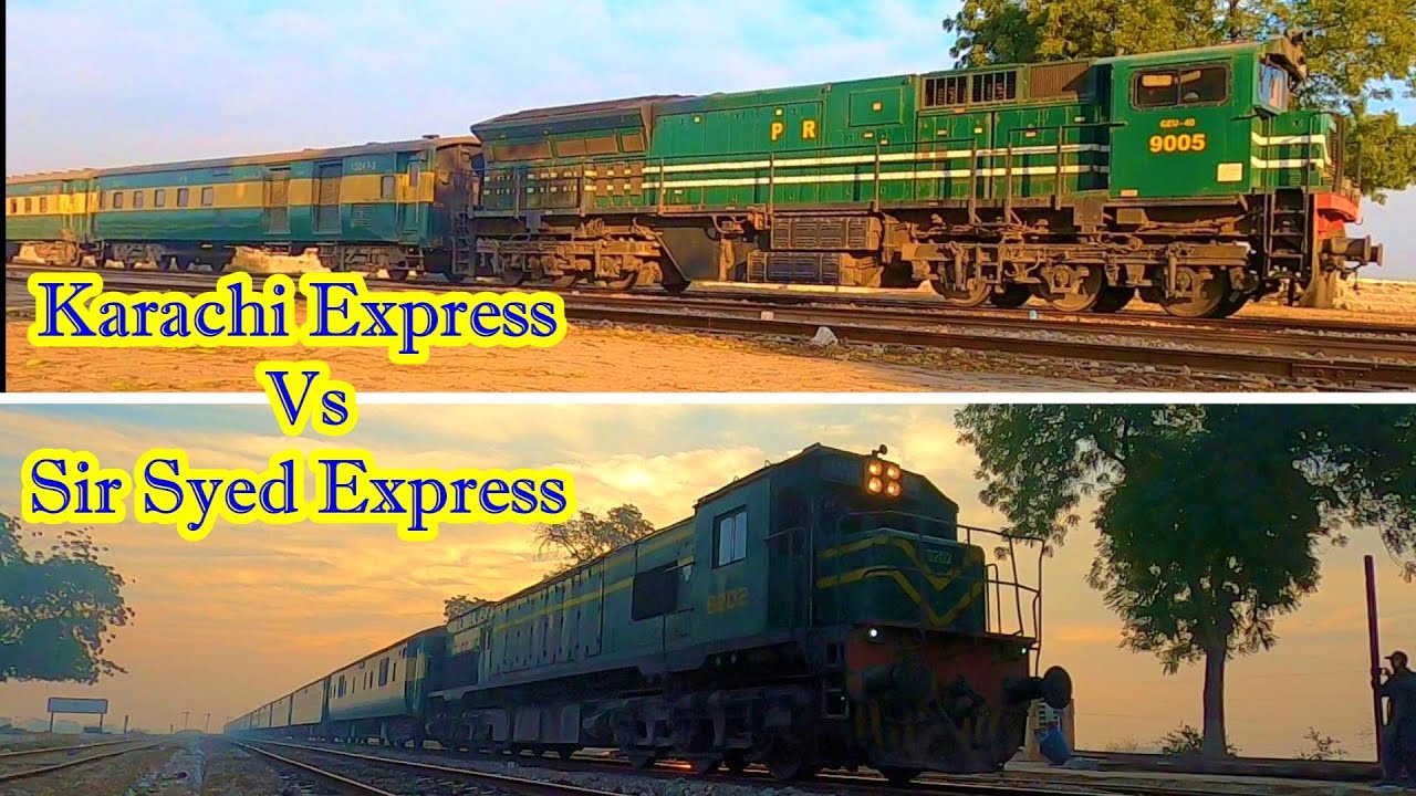 36 DN Sir Syed Express & 15 UP Karachi Express Passing Mando Dairo Railway Station