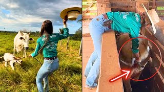 QUASE FUI ATACADA PELA VACA AO CHEGAR PERTO DO BEZERRO! 😱