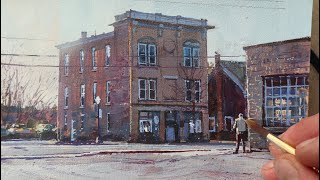 Sketching an Old Firehouse (Big Revisions to the Painting Halfway Through)