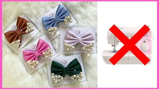 ✨️DIY BOW HAIR CLIP💖 Cómo hacer Lazo o Moño SIN MAQUINA de Coser/Diy Lazo o Moño Cocido a MANO