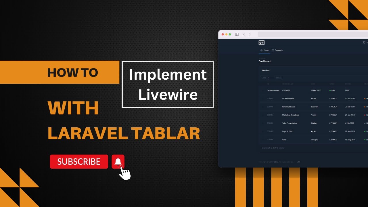 Implementing Livewire with Laravel Tablar - YouTube