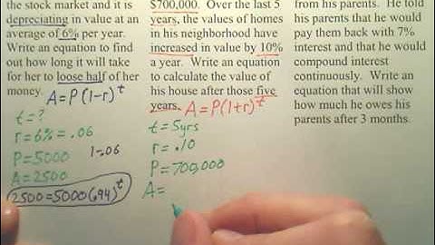 Benchmark 12b p2 - Exponential Growth and Decay Word Problems - Algebra 2
