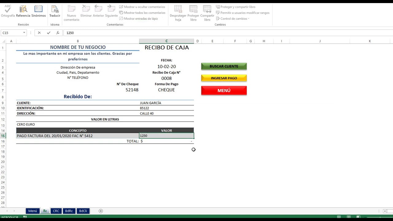 Recibo De Caja Automatizado En Excel-PDF-De Número a Letras-Consultar Recibo  De Caja-Imprimir - YouTube