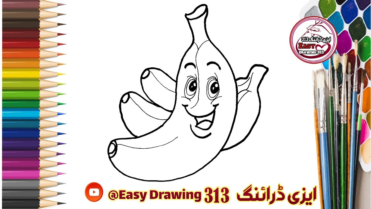 how to draw banana 🍌 for kids|banana color pencil drawing|easy fruit ...