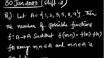 If A ={1,2,3,5,8,9}.The number of possible functions f:StoS, f(m.n)=f(m).f(n) forall m,n∈A, m.n∈ A