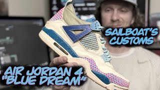 A Bespoke Custom Air Jordan 4  “Blue Dream” inspired custom sneakers