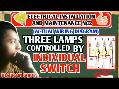 THREE LAMPS CONTROLLED BY "INDIVIDUAL SWITCH" (ACTUAL WIRING DIAGRAM