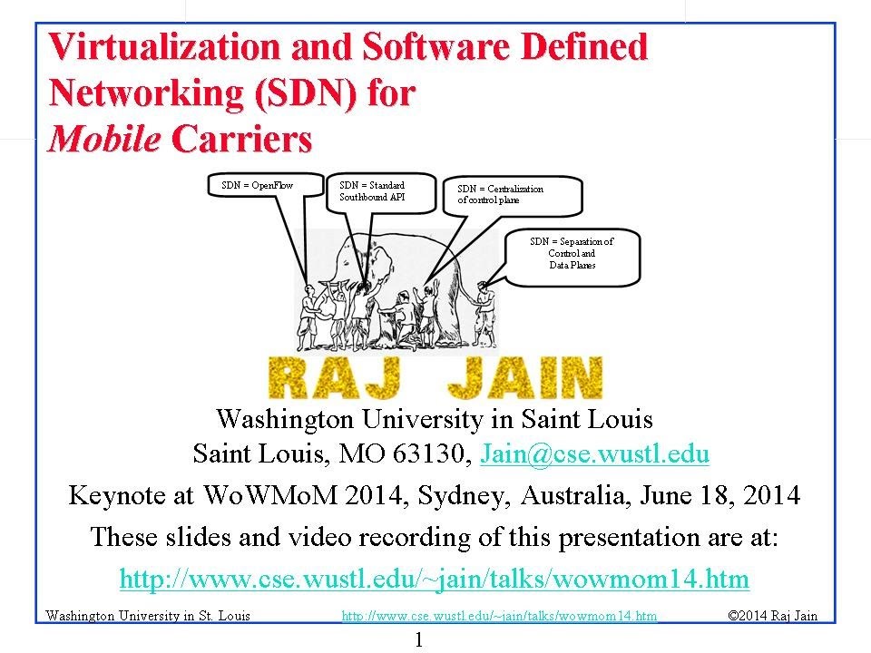 Virtualization and Software Defined Networking (SDN) for Mobile Carriers