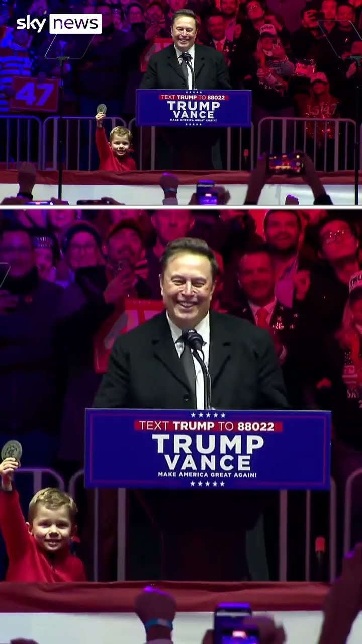 Elon Musk and son join Trump on stage