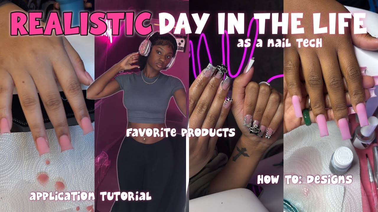 day in the life as a nail tech 🎀. Acrylic process, designs, secret products + more! ep.3