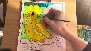Daily calm in 14 minutes | cockerel 🐓 #green #yellow #calmingcontent #paintingprocess