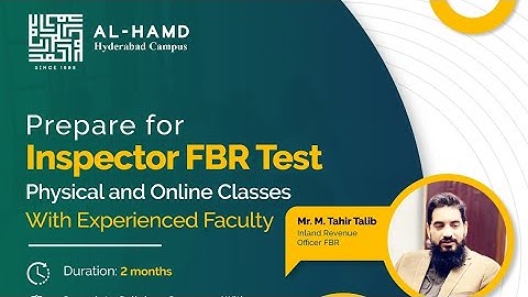 FBR Inland Revenue Inspector Test - Lecture 1