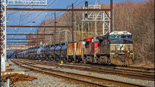 CSX B816 rerouted empty ethanol train with a NS/CP running elephant style at CP TL (2/21/23)
